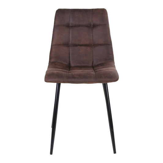 Middelfart Dining Chair - Chaise de salle à manger en microfibre, marron foncé avec pieds noirs - vendu par 2