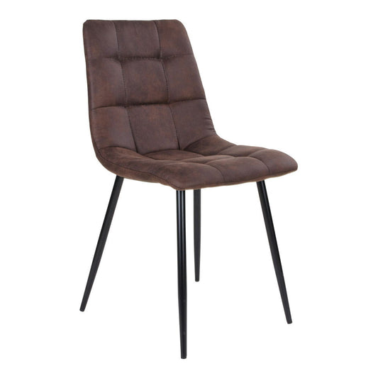 Middelfart Dining Chair - Chaise de salle à manger en microfibre, marron foncé avec pieds noirs - vendu par 2