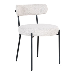 Badalona Dining Chair - Chaise de salle à manger, bouclé blanc avec pieds noirs, HN127 - vendu par 2 Badalona Dining Chair - Chaise de salle à manger, bouclé blanc avec pieds noirs, HN127 - vendu par 2