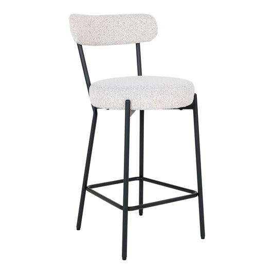Badalona Counter Chair - Chaise de comptoir, bouclé blanc avec pieds noirs, HN127