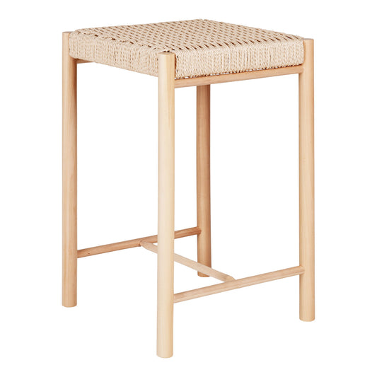 Abano Counter Chair - Chaise de comptoir en peuplier avec assise en osier naturel, naturel