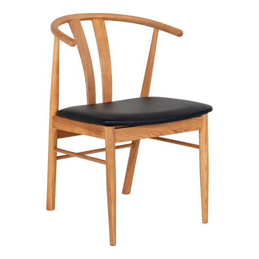 Artenara Dining Chair - Chaise de salle à manger, bois de chêne avec assise en PU, naturel/noir - vendu par 2