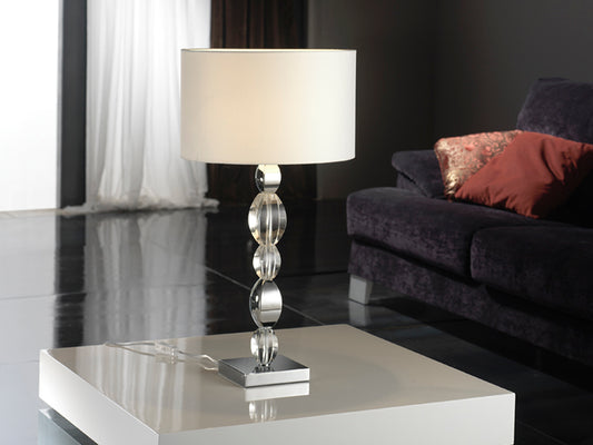 LAMPE T DOMINE CHROME VERRE