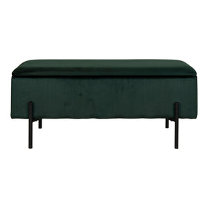 Banc Watford - Banc en velours avec rangement, vert avec pieds noirs, 95x36,5x46 cm, HN126 Banc Watford - Banc en velours avec rangement, vert avec pieds noirs, 95x36,5x46 cm, HN126