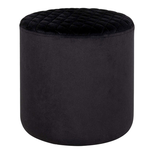 Ejby Pouf - Pouf en velours, noir, Ø34x36 cm, HN127
