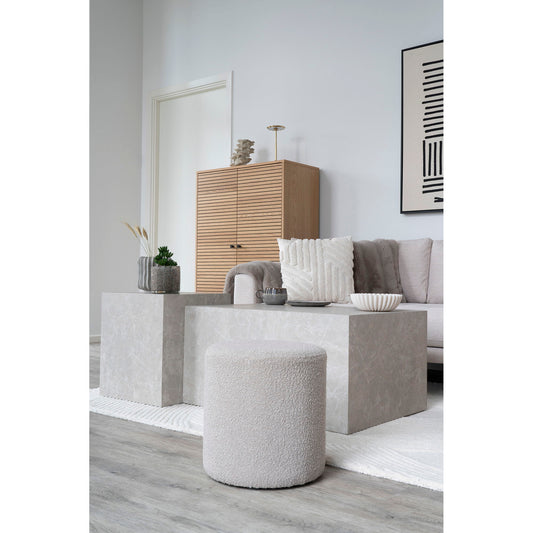 Ejby Pouf - Pouf en bouclé, beige, Ø34x36 cm, HN1233