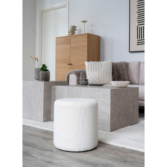 Ejby Pouf - Pouf en bouclé, blanc, Ø34x36 cm, HN1232