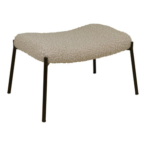 Glasgow Footrest - Repose-pieds en cuir d'agneau artificiel, gris-marron avec pieds noirs, HN191 Glasgow Footrest - Repose-pieds en cuir d'agneau artificiel, gris-marron avec pieds noirs, HN191