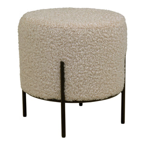 Alford Pouf - Pouf en cuir d'agneau artificiel, gris-marron avec pieds noirs, 35,5x37 cm Alford Pouf - Pouf en cuir d'agneau artificiel, gris-marron avec pieds noirs, 35,5x37 cm