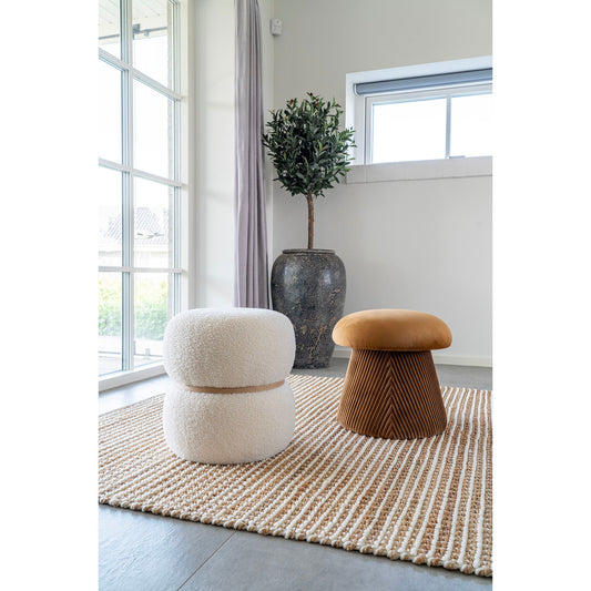 Milford Pouf - Pouf en bouclé, blanc, Ø38x41 cm