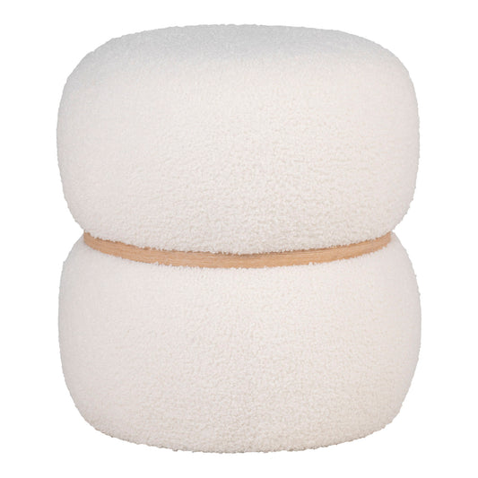 Milford Pouf - Pouf en bouclé, blanc, Ø38x41 cm
