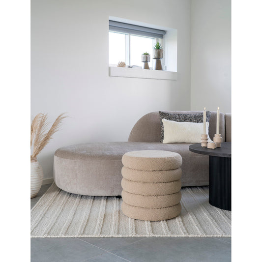 Pouf Brooklyn - Pouf avec rangement, bouclé, beige, Ø44x44 cm