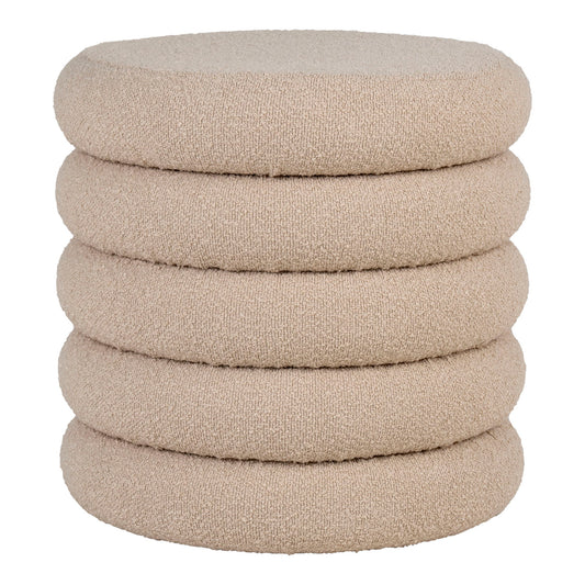 Pouf Brooklyn - Pouf avec rangement, bouclé, beige, Ø44x44 cm