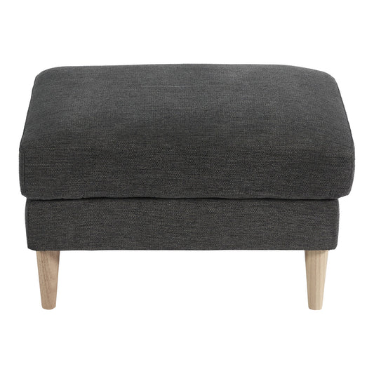 Pouf Bologna - Pouf, gris foncé avec pieds en bois naturel, HN145