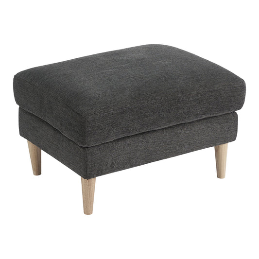 Pouf Bologna - Pouf, gris foncé avec pieds en bois naturel, HN145