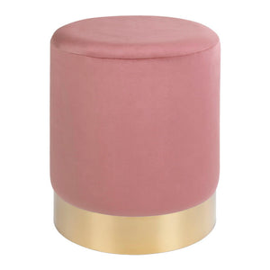 Pouf Gamby - Pouf en velours, rose avec base couleur laiton, Ø34x43 cm, HN1214 Pouf Gamby - Pouf en velours, rose avec base couleur laiton, Ø34x43 cm, HN1214