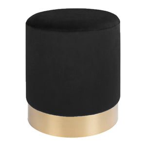 Pouf Gamby - Pouf en velours, noir avec base couleur laiton, Ø34x43 cm, HN127 Pouf Gamby - Pouf en velours, noir avec base couleur laiton, Ø34x43 cm, HN127