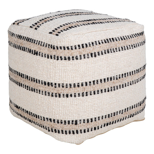 Bally Pouf - Pouf, tissé main, ivoire/charbon, 4x4x4 cm
