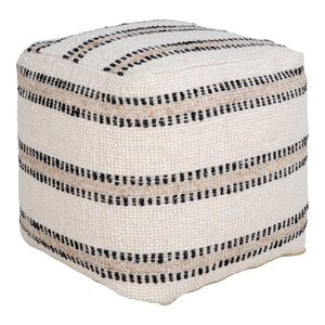 Bally Pouf - Pouf, tissé main, ivoire/charbon, 4x4x4 cm Bally Pouf - Pouf, tissé main, ivoire/charbon, 4x4x4 cm