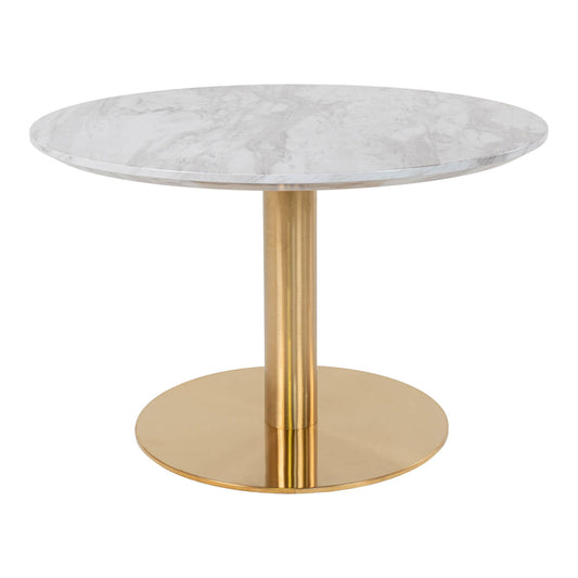 Bolzano Coffee Table - Table basse, plateau aspect marbre, blanc, base aspect laiton ø7x45cm