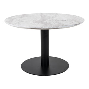 Bolzano Coffee Table - Table basse, plateau aspect marbre, blanc, base noire ø7x45cm Bolzano Coffee Table - Table basse, plateau aspect marbre, blanc, base noire ø7x45cm