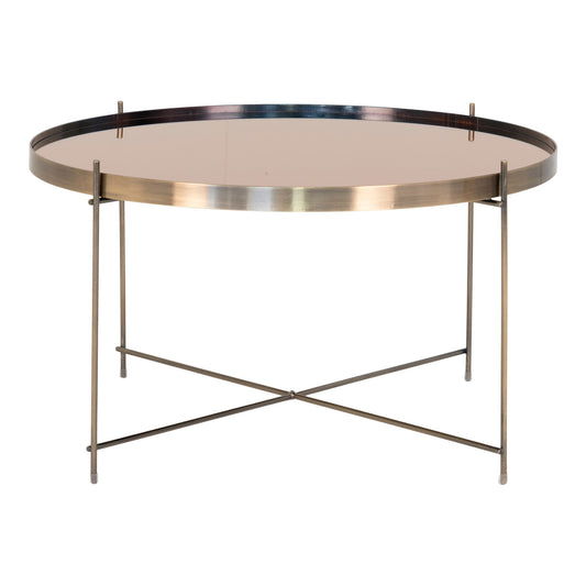 Venezia Coffee Table - Table basse, acier couleur laiton avec verre Ø7xh4cm