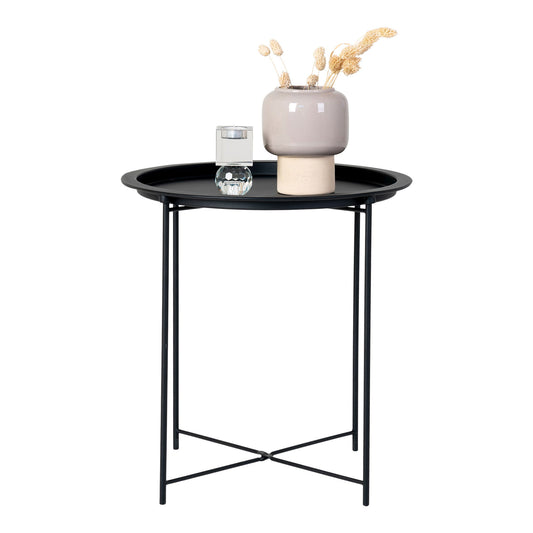 Table d'appoint Bastia - Table d'appoint acier, noir, Ø47x5 cm