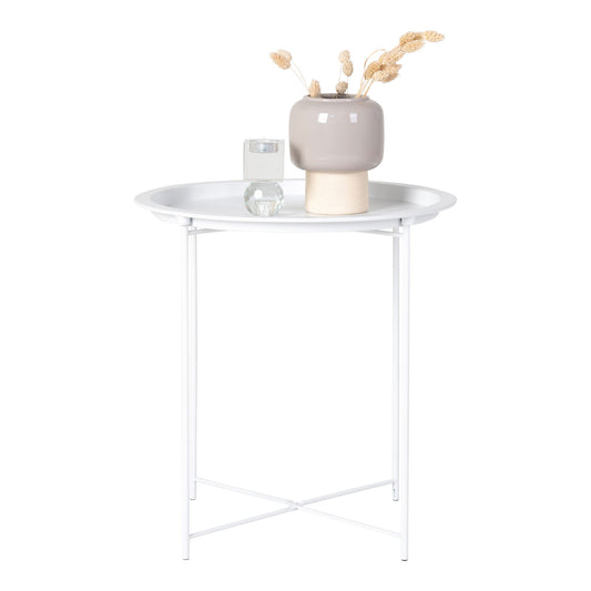Table d'appoint Bastia - Table d'appoint en acier, blanc, Ø47x5 cm