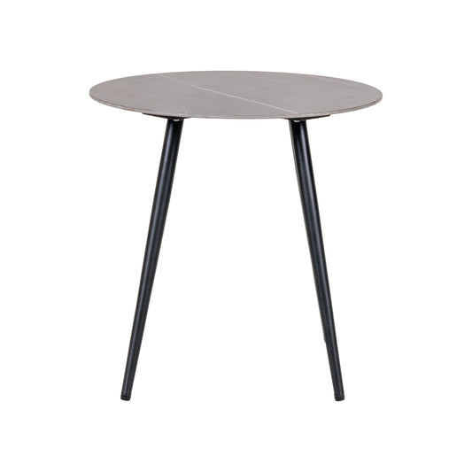 Table d'appoint Lazio - Table d'appoint, plateau en céramique, gris avec pieds noirs ø45x45 cm