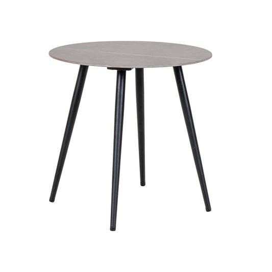 Table d'appoint Lazio - Table d'appoint, plateau en céramique, gris avec pieds noirs ø45x45 cm