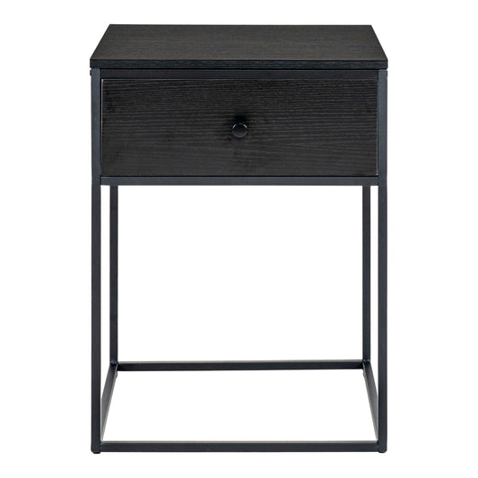 Vita Table d'appoint - Table d'appoint, 1 tiroir, noir, cadre noir 4x4x55 cm