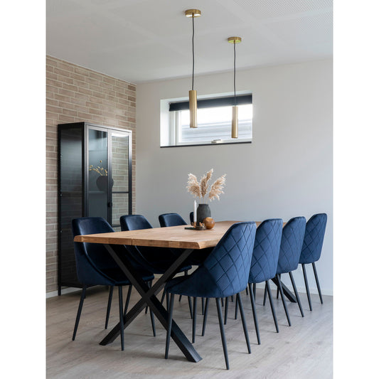 Table à manger Toulon - Table à manger, chêne huilé avec bord ondulé, préparée pour rallonge 95x24x75 cm