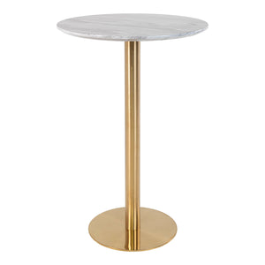 Bolzano Bar Table - Table de bar, plateau aspect marbre, blanc, base aspect laiton ø7x15cm Bolzano Bar Table - Table de bar, plateau aspect marbre, blanc, base aspect laiton ø7x15cm