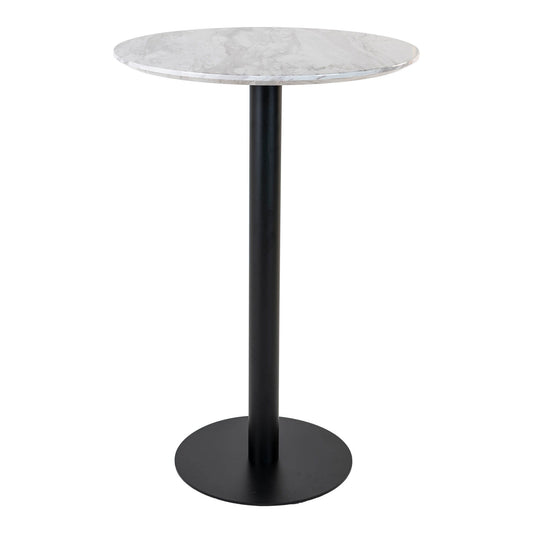 Bolzano Bar Table - Table de bar, plateau aspect marbre, blanc, base noire ø7x15cm