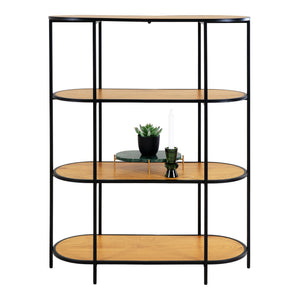 Etagère Vita - Etagère ovale, 4 étagères, aspect chêne, cadre noir 85x36x111 cm Etagère Vita - Etagère ovale, 4 étagères, aspect chêne, cadre noir 85x36x111 cm