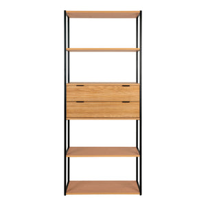 Minato Book Case - Book Case, placage frêne, structure en acier noir, 2 tiroirs 84,5x35x2 cm Minato Book Case - Book Case, placage frêne, structure en acier noir, 2 tiroirs 84,5x35x2 cm