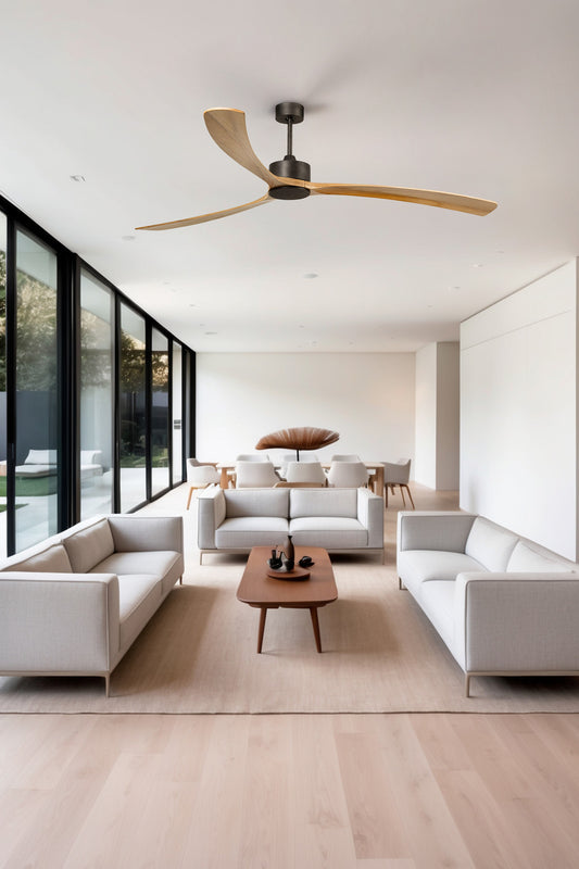 VENTILATEUR DE PLAFOND KAUAI MARRON ET BOIS DE PIN - XXL Ø233cm