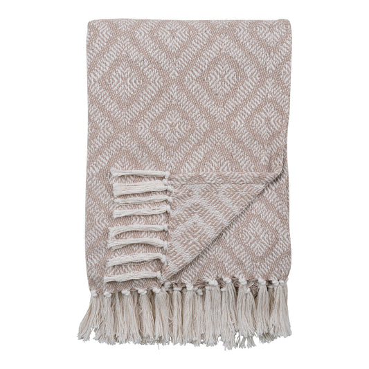 Cort Plaid - Plaid, coton, ivoire/beige, design D 13x16 cm