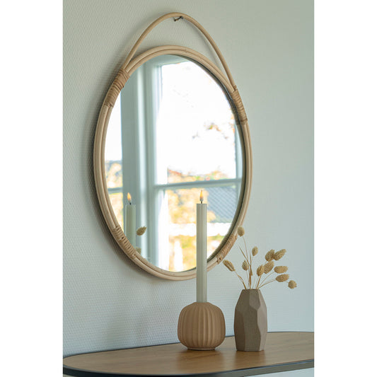 Malo Mirror - Miroir avec bord en rotin, naturel, rond, ø5 cm