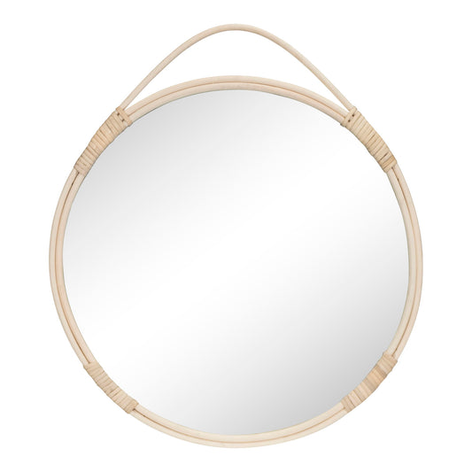 Malo Mirror - Miroir avec bord en rotin, naturel, rond, ø5 cm