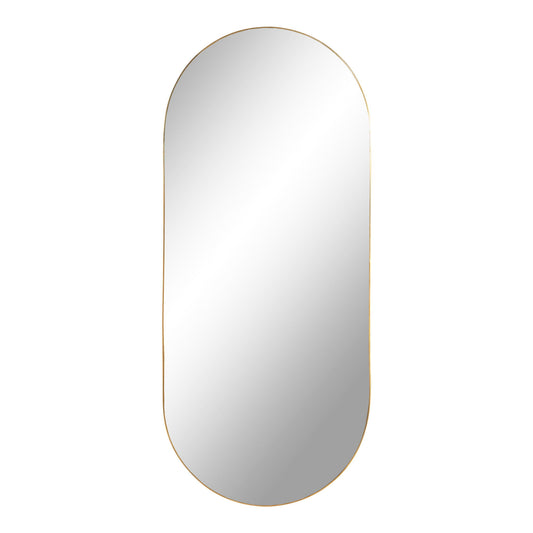 Jersey Mirror - Miroir, acier, aspect laiton, 35x8 cm