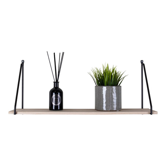 Arnhem Shelf - Etagère, étagère en bois naturel, cadre noir 65x17 cm