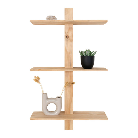 Almelo Shelf - Etagère murale, 3 étagères en bois naturel 5x15x83 cm