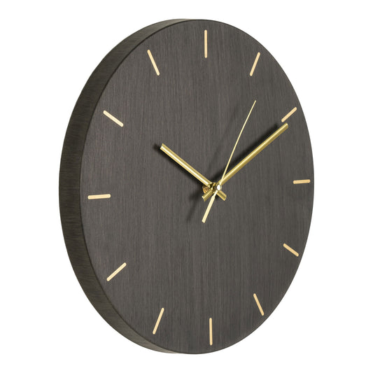 Asti Wall Clock - Horloge murale, métal, structure en bois gris, mouvement silencieux ø3 cm