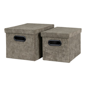 Augusta Boxes - Boîtes, velours côtelé, vert olive, lot de 2 Augusta Boxes - Boîtes, velours côtelé, vert olive, lot de 2