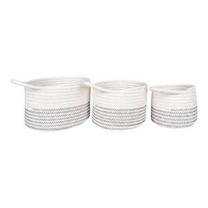 Algar Baskets - Paniers, coton, blanc/gris, lot de 3 Algar Baskets - Paniers, coton, blanc/gris, lot de 3