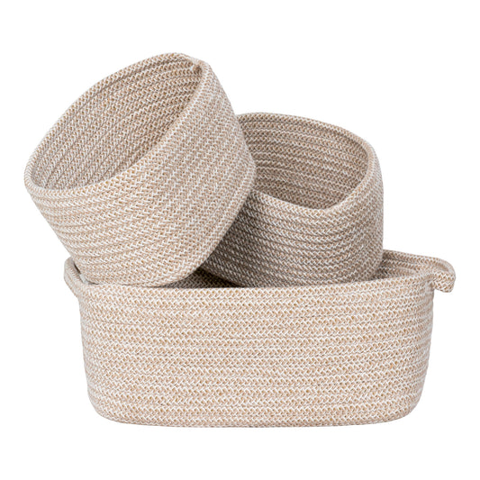 Teixo Baskets - Paniers, coton, beige, lot de 3