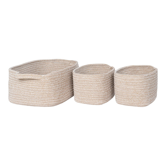Teixo Baskets - Paniers, coton, beige, lot de 3