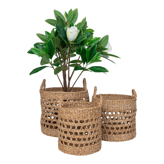 Balok Baskets - Paniers, jonc de mer, naturel/noir, lot de 3