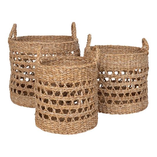 Balok Baskets - Paniers, jonc de mer, naturel/noir, lot de 3